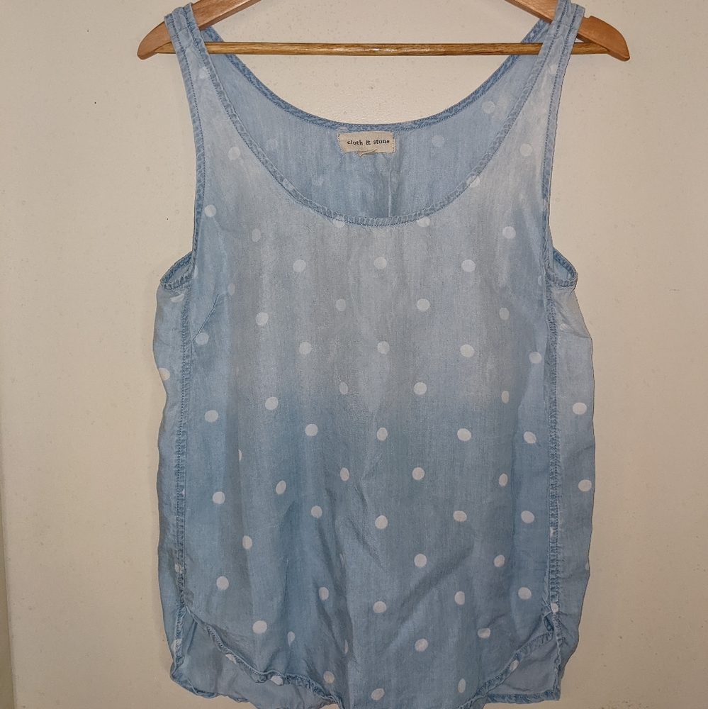 Anthropologie Cloth & Stone denim polka dot tank - L